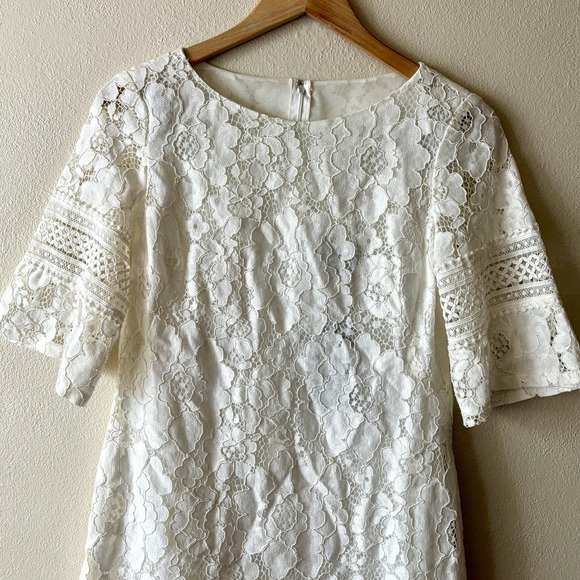 NEW Lauren Ralph Lauren Cream Ivory Lace‎ Dress Boat Neck Cotton Blend Women's 2 - Picture 2 of 12